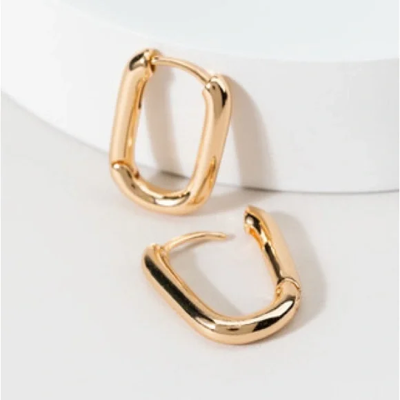 Tatianna Basic Oblong Hoop Earrings - Picture 1 of 4